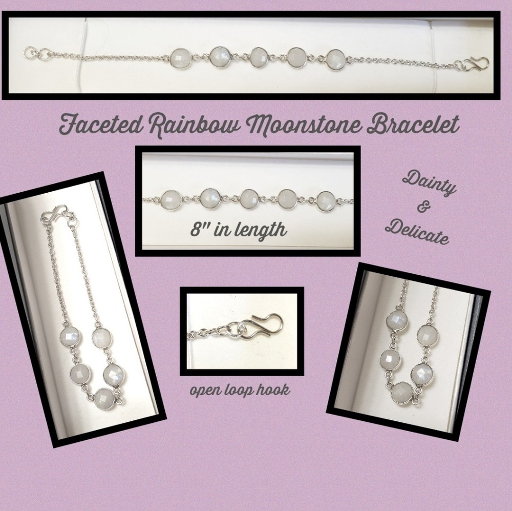 Faceted Rainbow Moonstone Bracelet